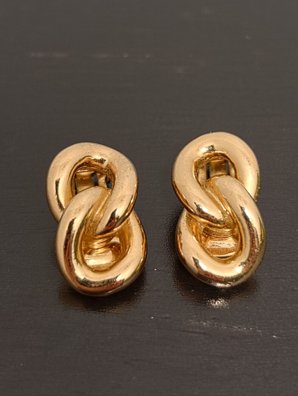 Authentic Christian Dior Vintage Gold-Tone Linked Clip-On Earrings